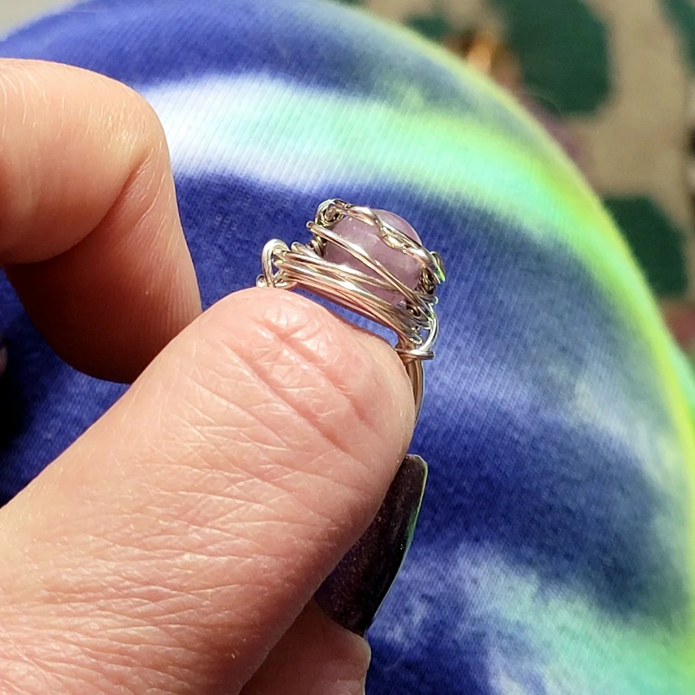 Wire Wrapped Amethyst Kitty Cat Ring